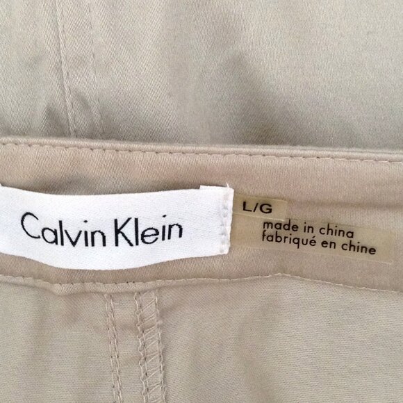 Calvin Klein Women's Mini Skirt Size L Beige Button Down Front Casual Work - Picture 4 of 6